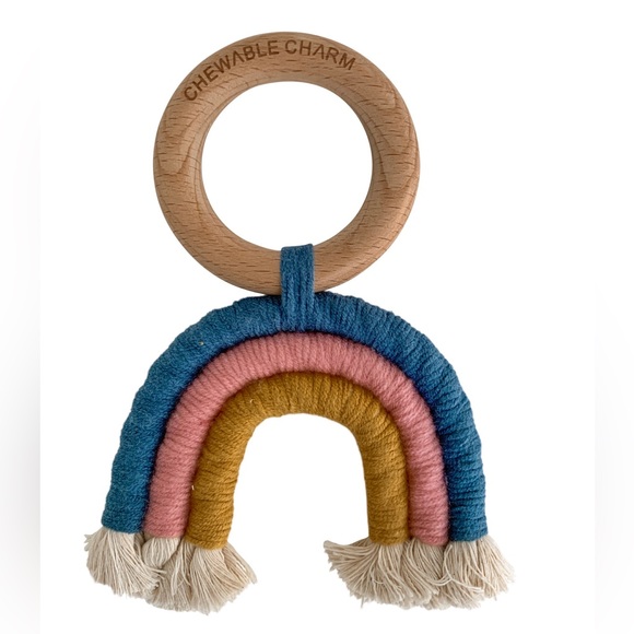Rainbow Macrame Teether-  Teal + Rose
Chewable Charms - Picture 1 of 6